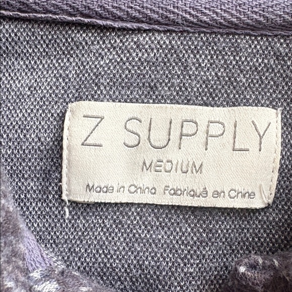 Z Supply Size Medium Dusty Indigo Plaid Shacket Button Down - Picture 2 of 6